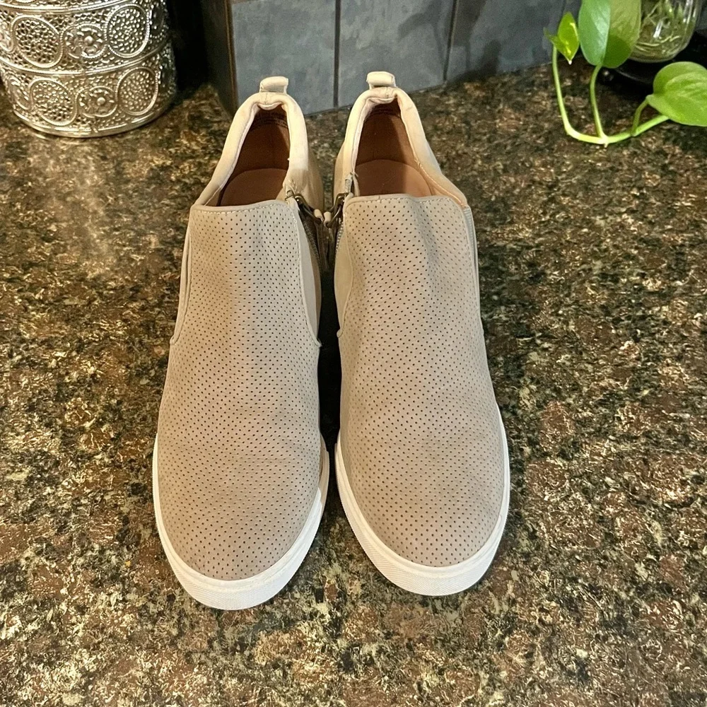 Caslon Taupe Suede Wedge Sneakers